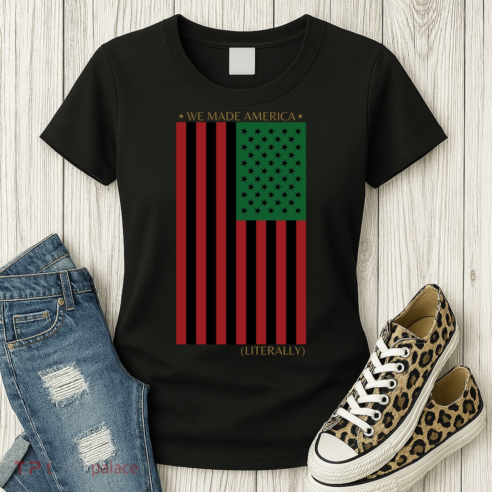 Red Black And Green Flag RBG American Flag Women's T-Shirt