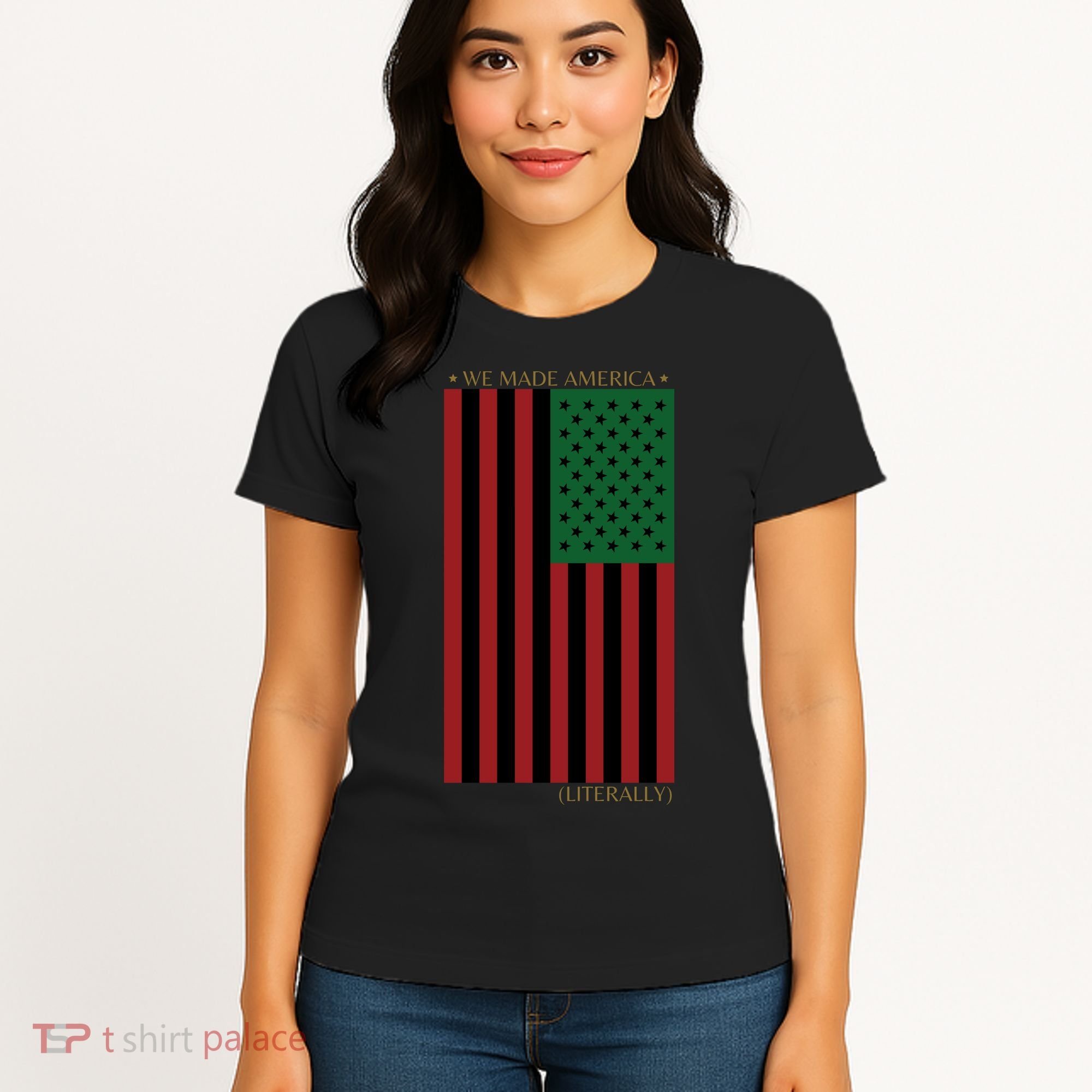 Red Black And Green Flag RBG American Flag Women's T-Shirt