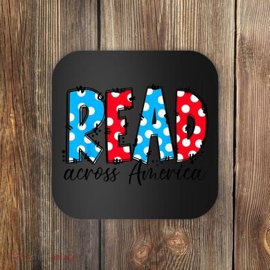 Read Books Across America Funny Bookworm Reader Book Lover Coaster