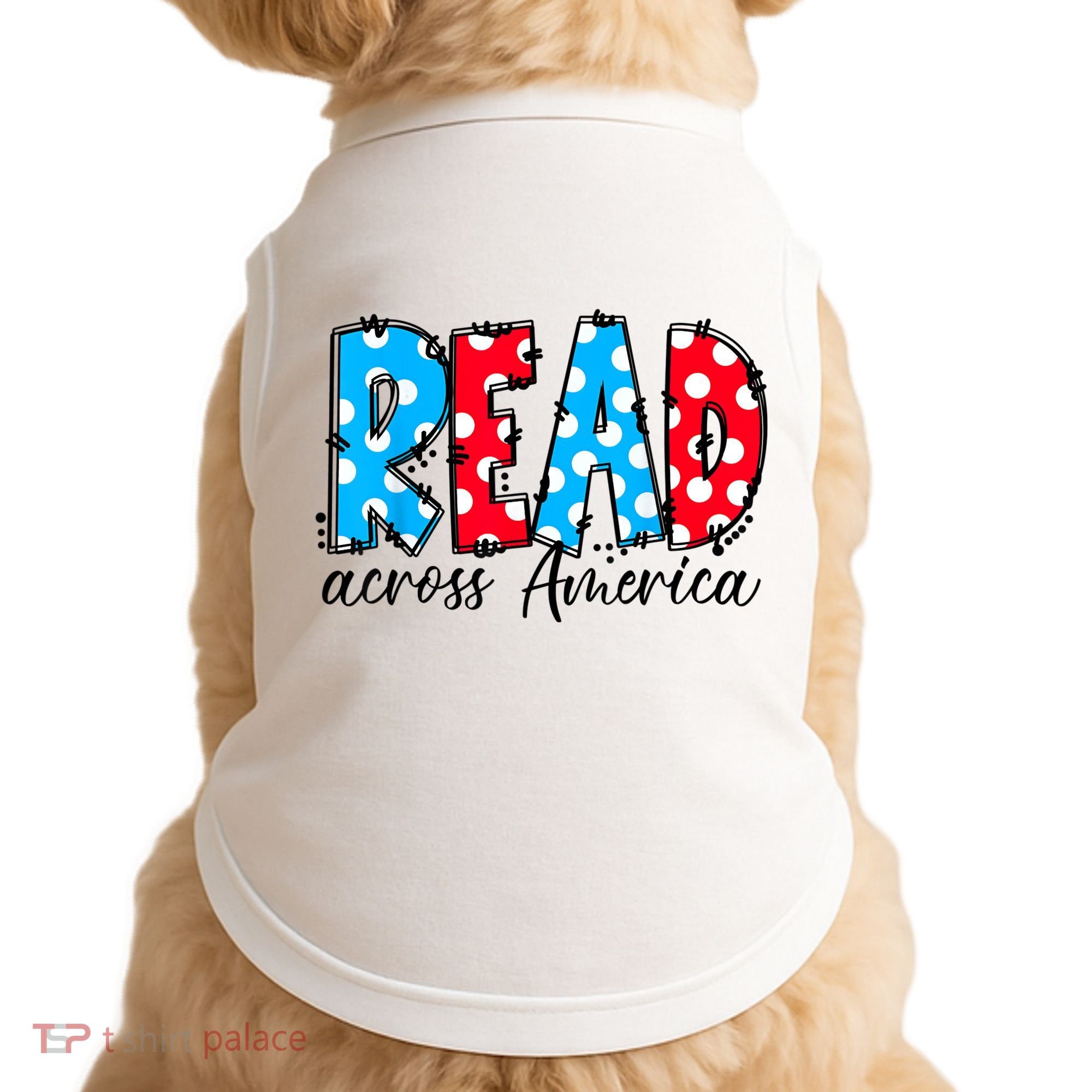 Read Books Across America Funny Bookworm Reader Book Lover Doggie Tank