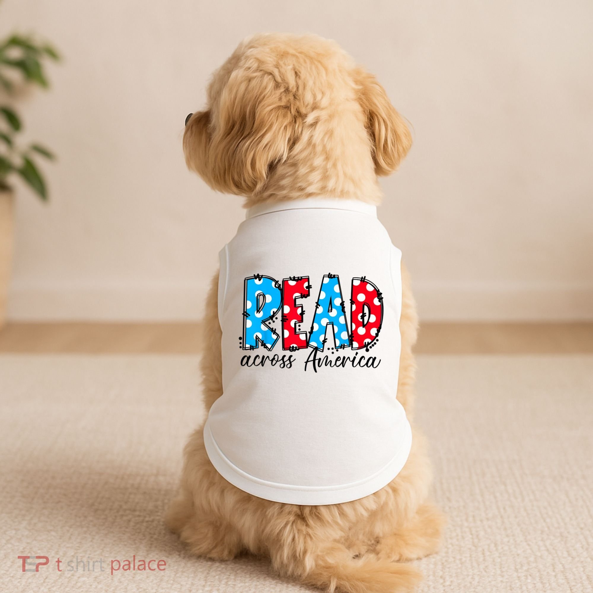 Read Books Across America Funny Bookworm Reader Book Lover Doggie Tank