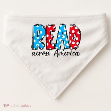 Read Books Across America Funny Bookworm Reader Book Lover USA-Made Doggie Bandana