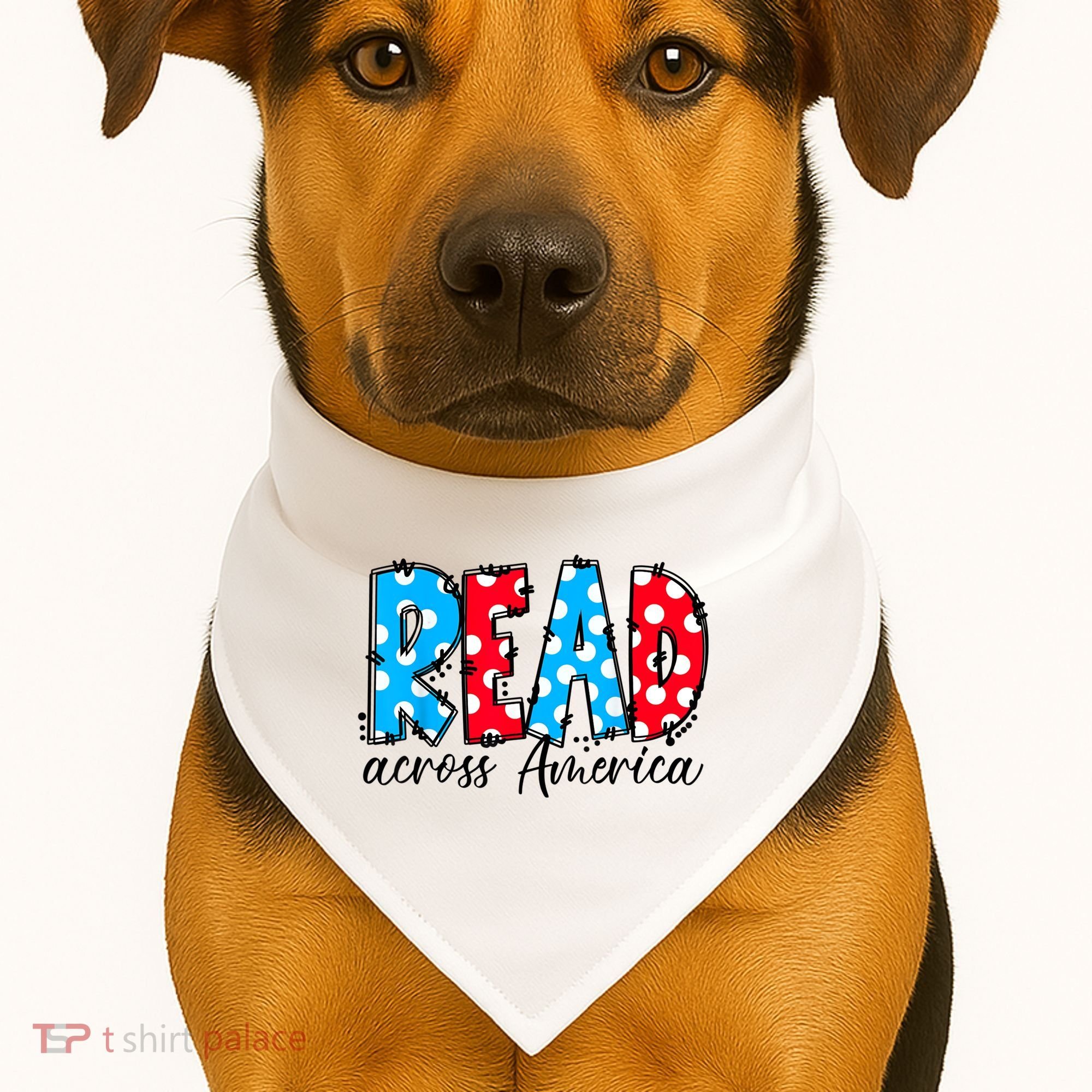 Read Books Across America Funny Bookworm Reader Book Lover USA-Made Doggie Bandana
