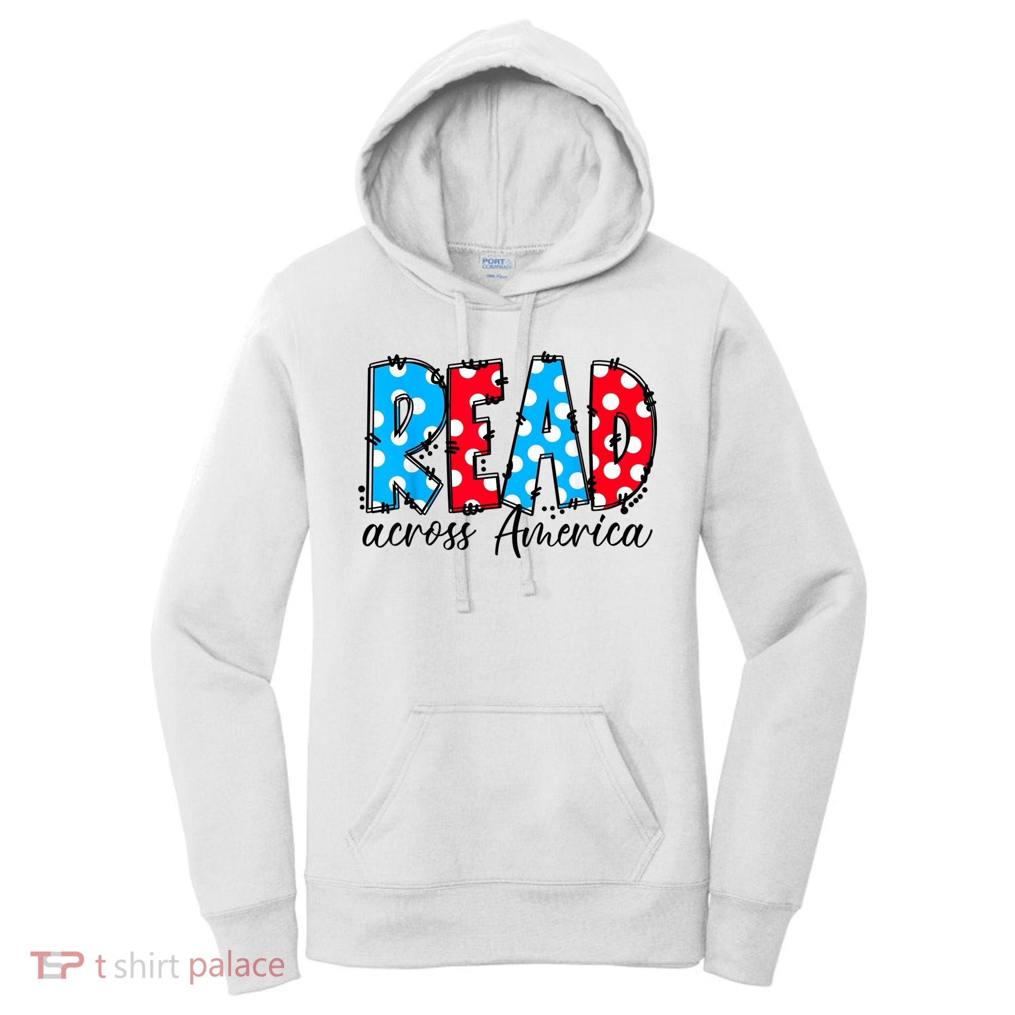 Read Books Across America Funny Bookworm Reader Book Lover Women's Hoodie