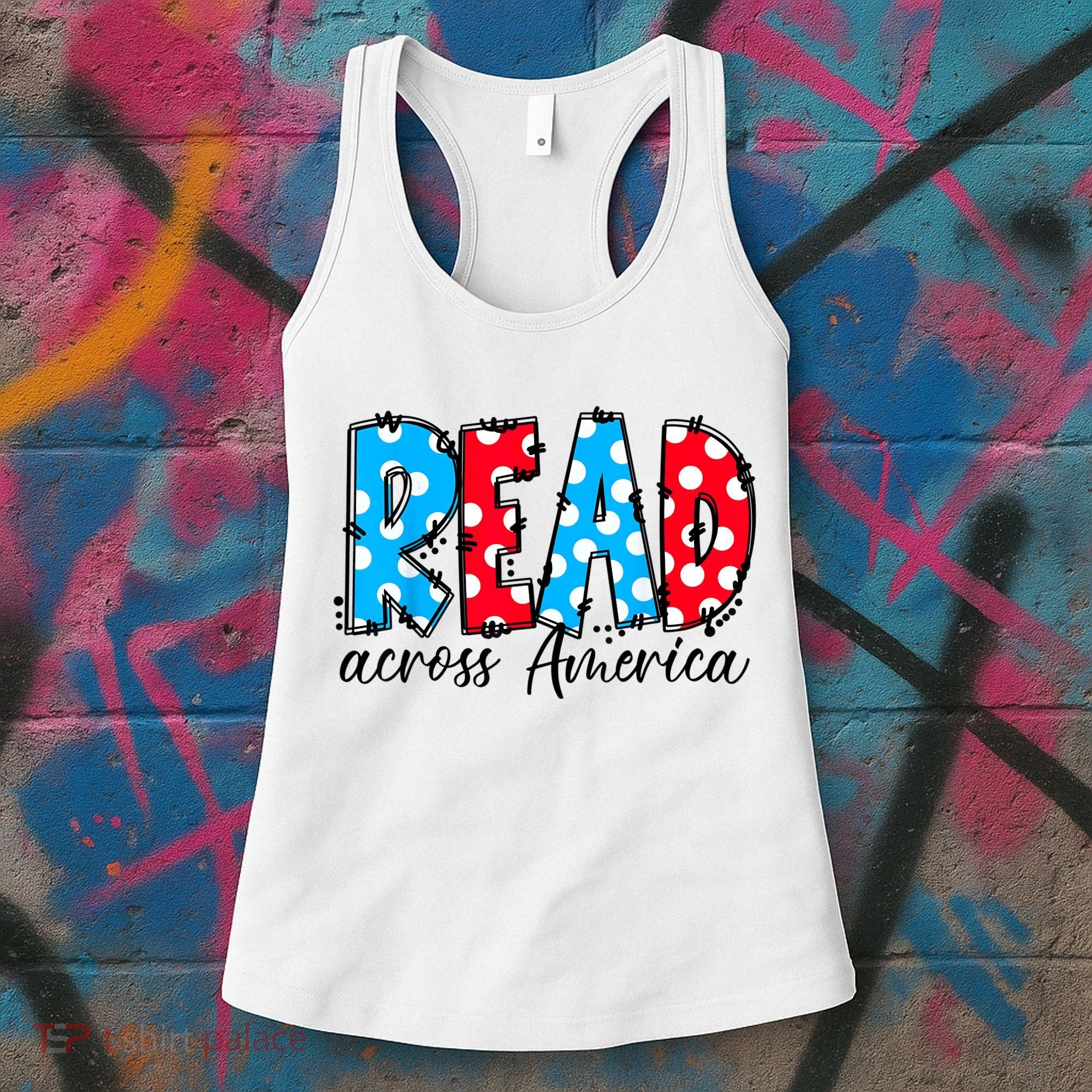 Read Books Across America Funny Bookworm Reader Book Lover Women's Tank Top
