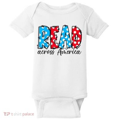 Read Books Across America Funny Bookworm Reader Book Lover Baby Bodysuit