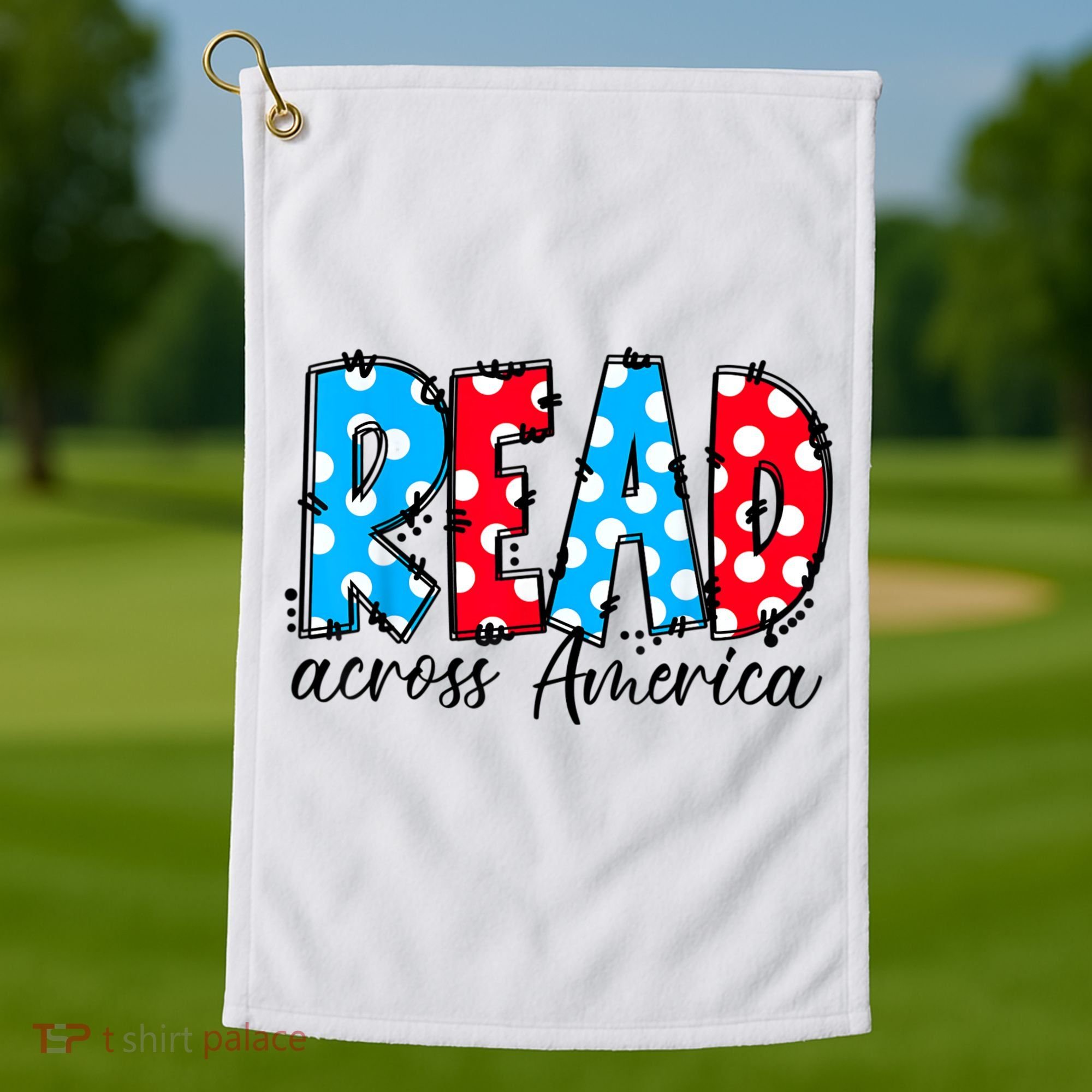 Read Books Across America Funny Bookworm Reader Book Lover Golf Towel