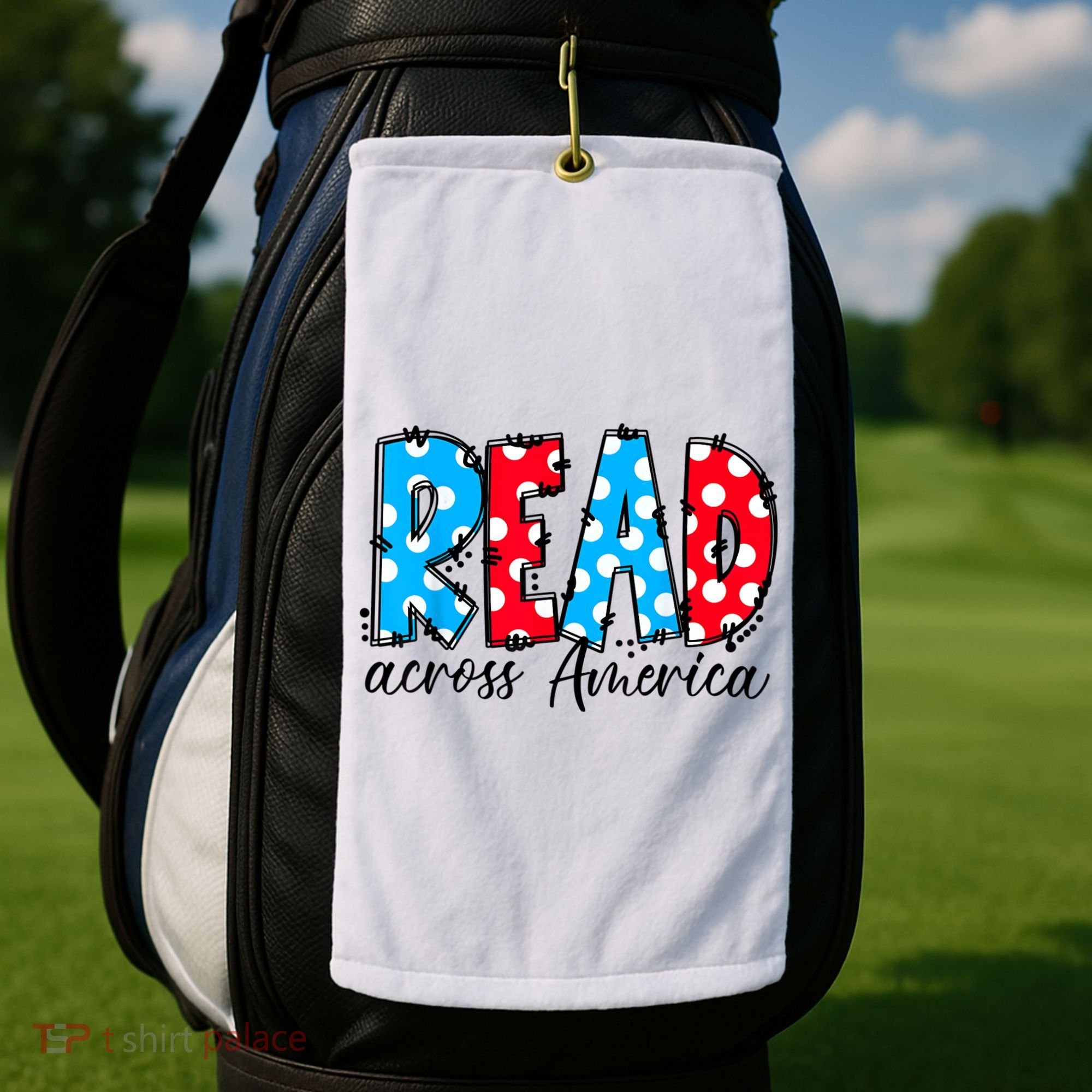 Read Books Across America Funny Bookworm Reader Book Lover Golf Towel
