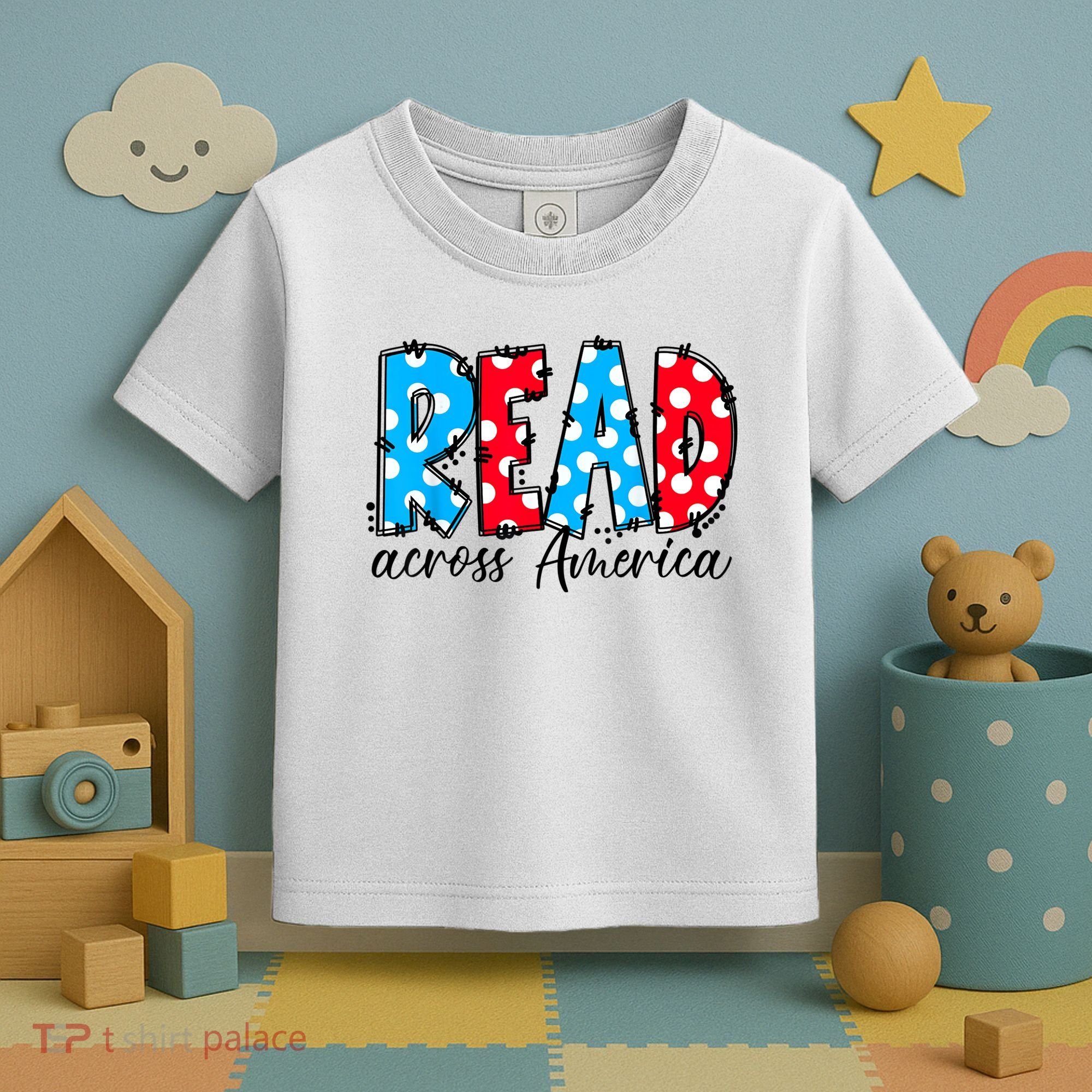 Read Books Across America Funny Bookworm Reader Book Lover Toddler T-Shirt