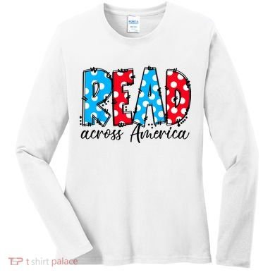 Read Books Across America Funny Bookworm Reader Book Lover Women's Long Sleeve Shirt