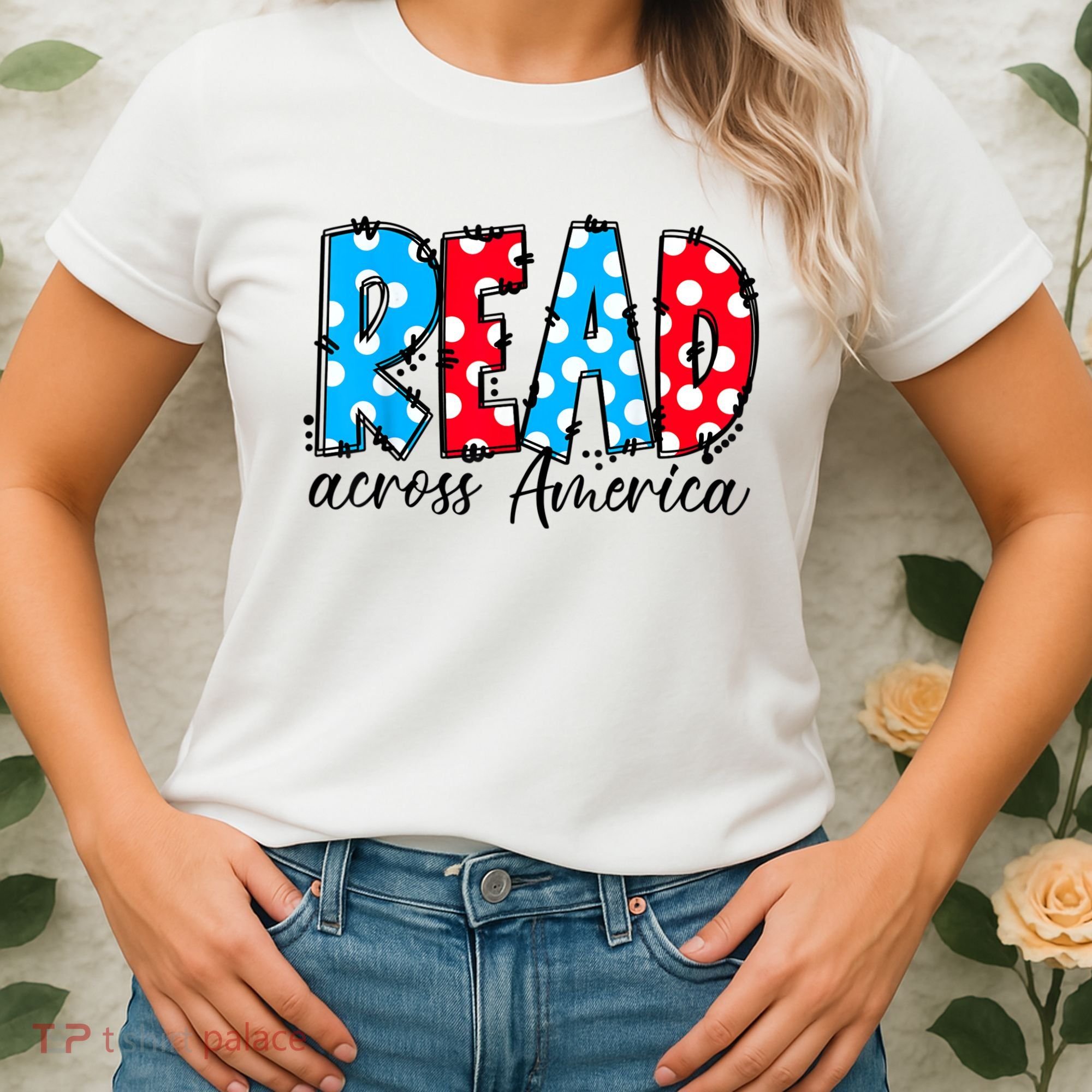 Read Books Across America Funny Bookworm Reader Book Lover Women's T-Shirt