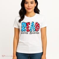 Read Books Across America Funny Bookworm Reader Book Lover Women's T-Shirt thumb 4
