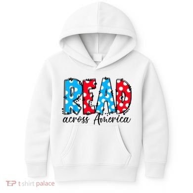 Read Books Across America Funny Bookworm Reader Book Lover Kids Hoodie