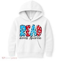 Read Books Across America Funny Bookworm Reader Book Lover Kids Hoodie thumb 0