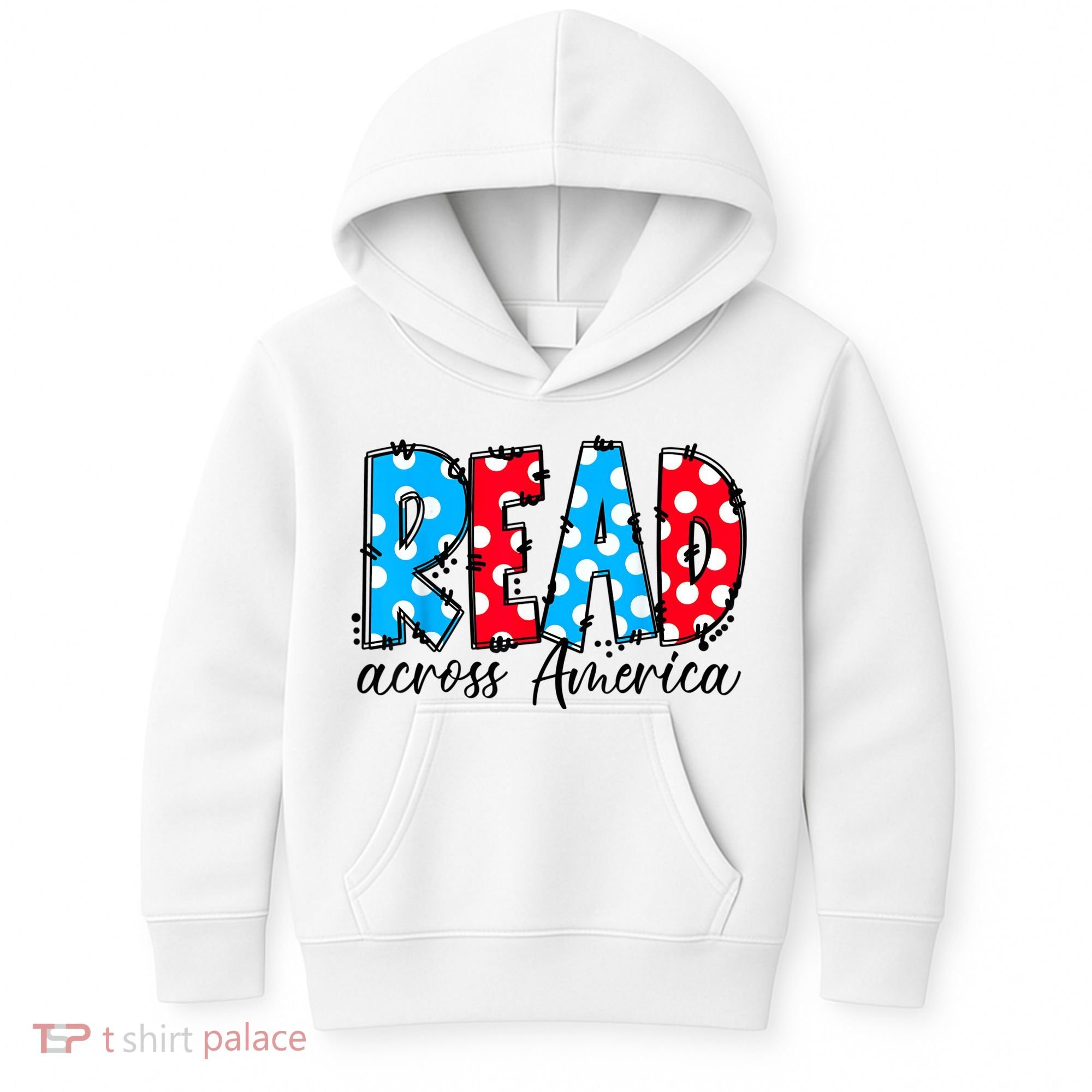 Read Books Across America Funny Bookworm Reader Book Lover Kids Hoodie
