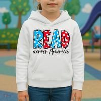 Read Books Across America Funny Bookworm Reader Book Lover Kids Hoodie thumb 3
