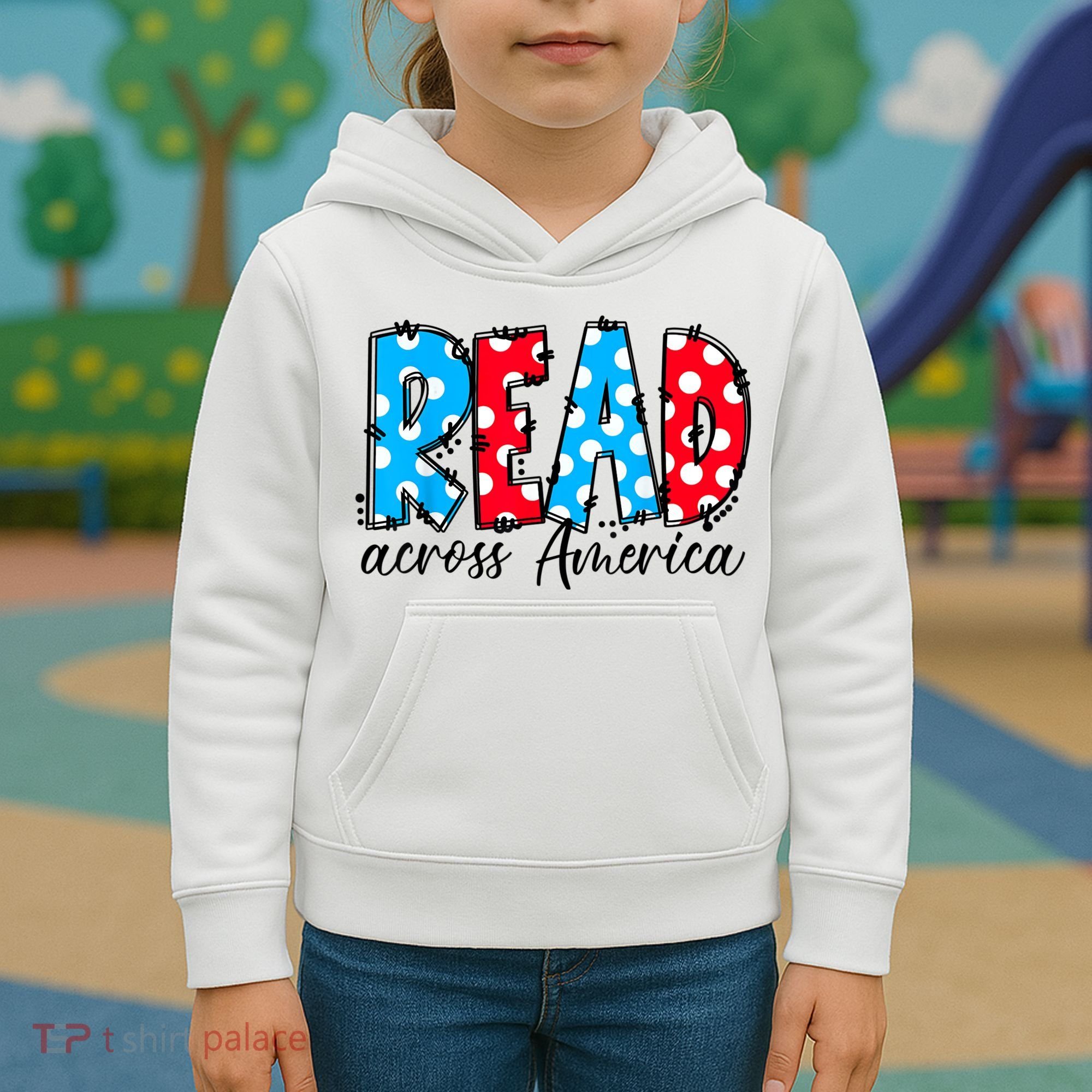 Read Books Across America Funny Bookworm Reader Book Lover Kids Hoodie