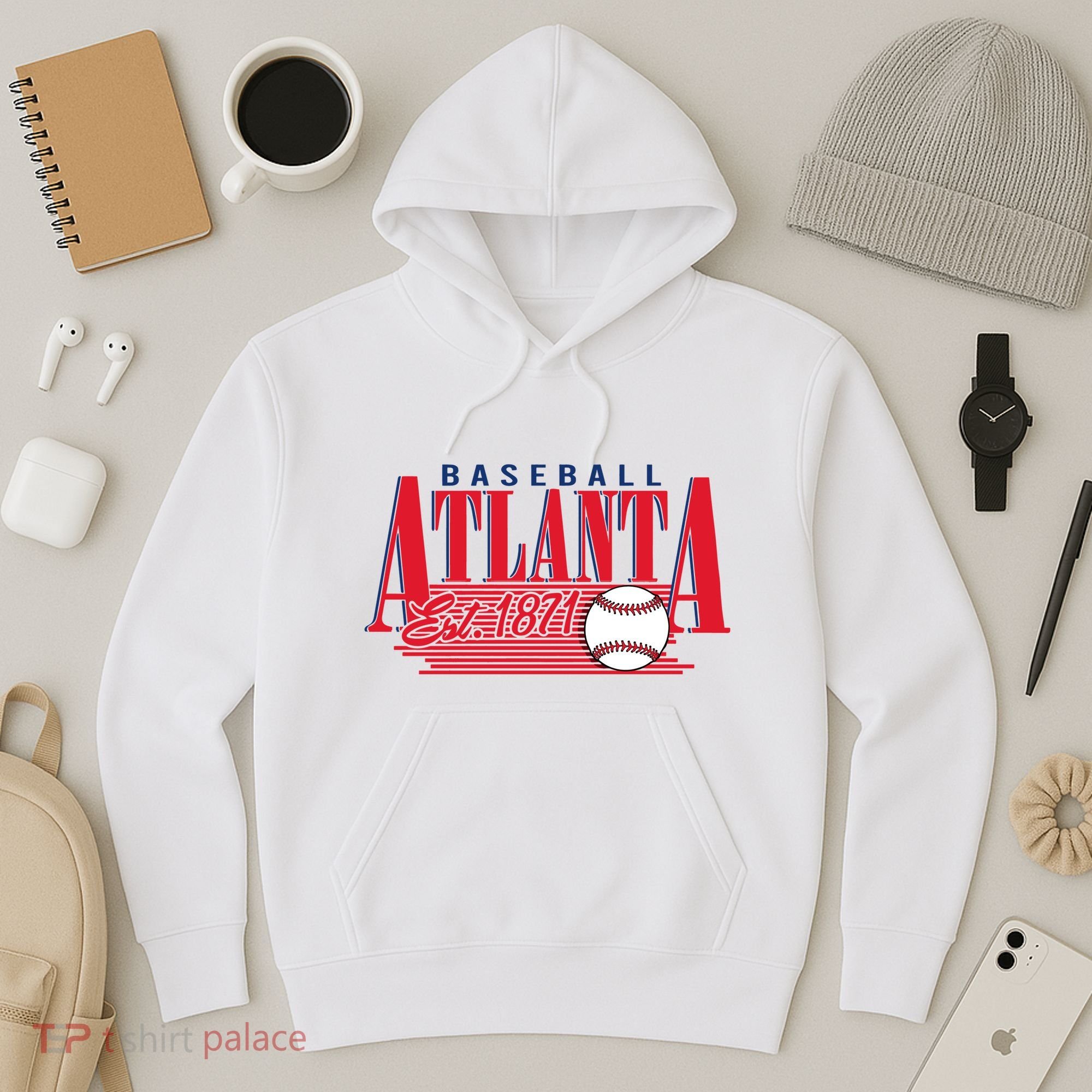 Retro Baseball Atlanta Est 1871 Hoodie