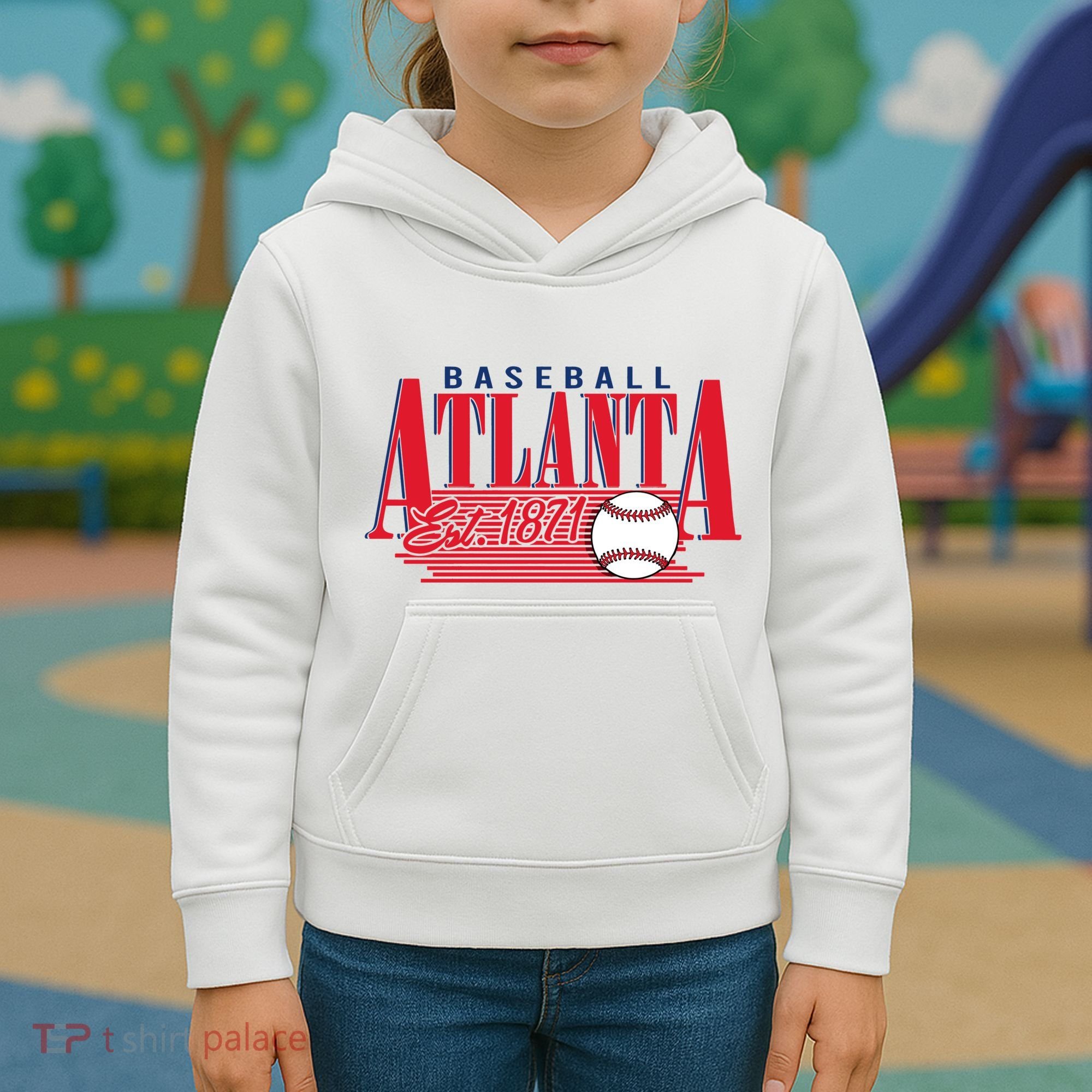 Retro Baseball Atlanta Est 1871 Kids Hoodie