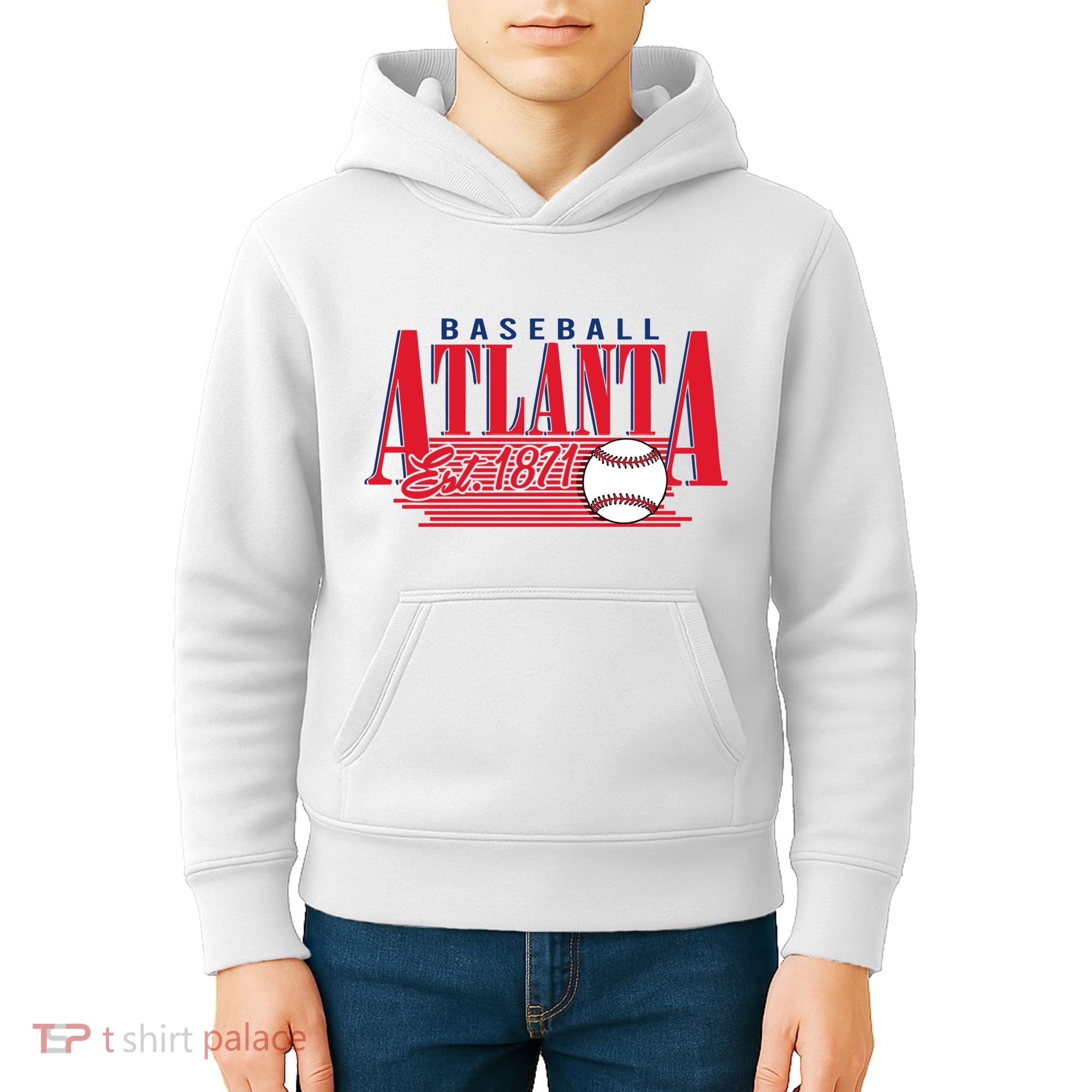 Retro Baseball Atlanta Est 1871 Kids Hoodie
