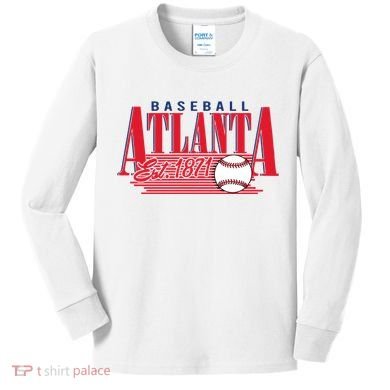 Retro Baseball Atlanta Est 1871 Kids Long Sleeve Shirt