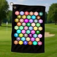 Rainbow Bangla Alphabets Letters Learning Bengali Golf Towel thumb 1