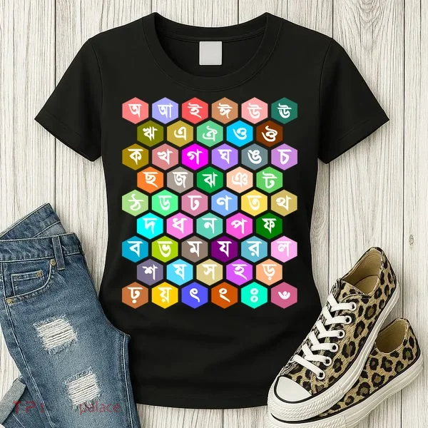 Rainbow Bangla Alphabets Letters Learning Bengali Women's T-Shirt