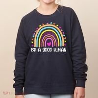 Retro Be A Good Human Saying Kindness Quote Positive Message Women's Sweatshirt thumb 0