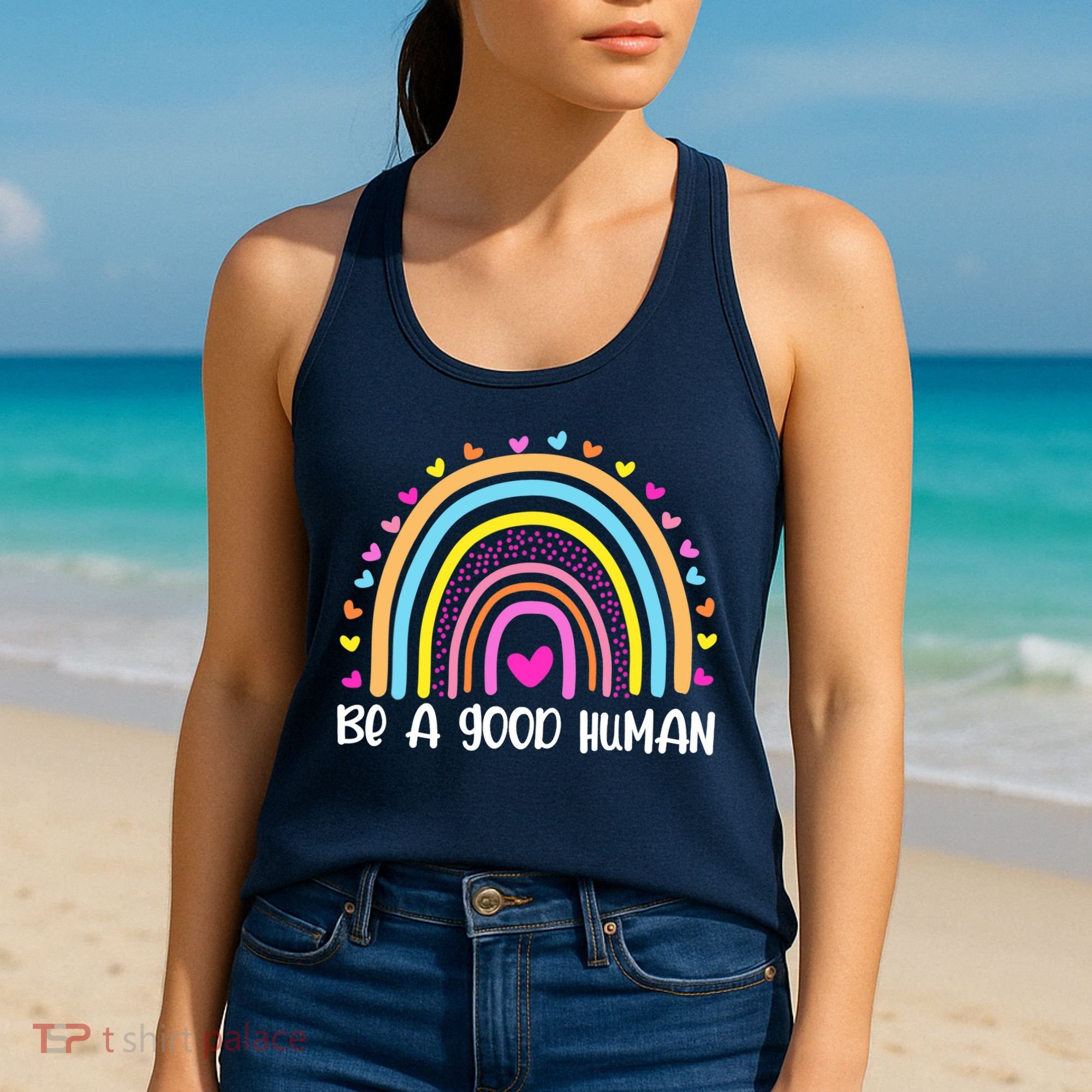 Retro Be A Good Human Saying Kindness Quote Positive Message Women's Tank Top