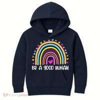 Retro Be A Good Human Saying Kindness Quote Positive Message Kids Hoodie thumb 0