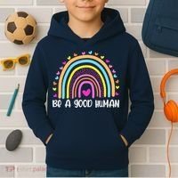Retro Be A Good Human Saying Kindness Quote Positive Message Kids Hoodie thumb 2