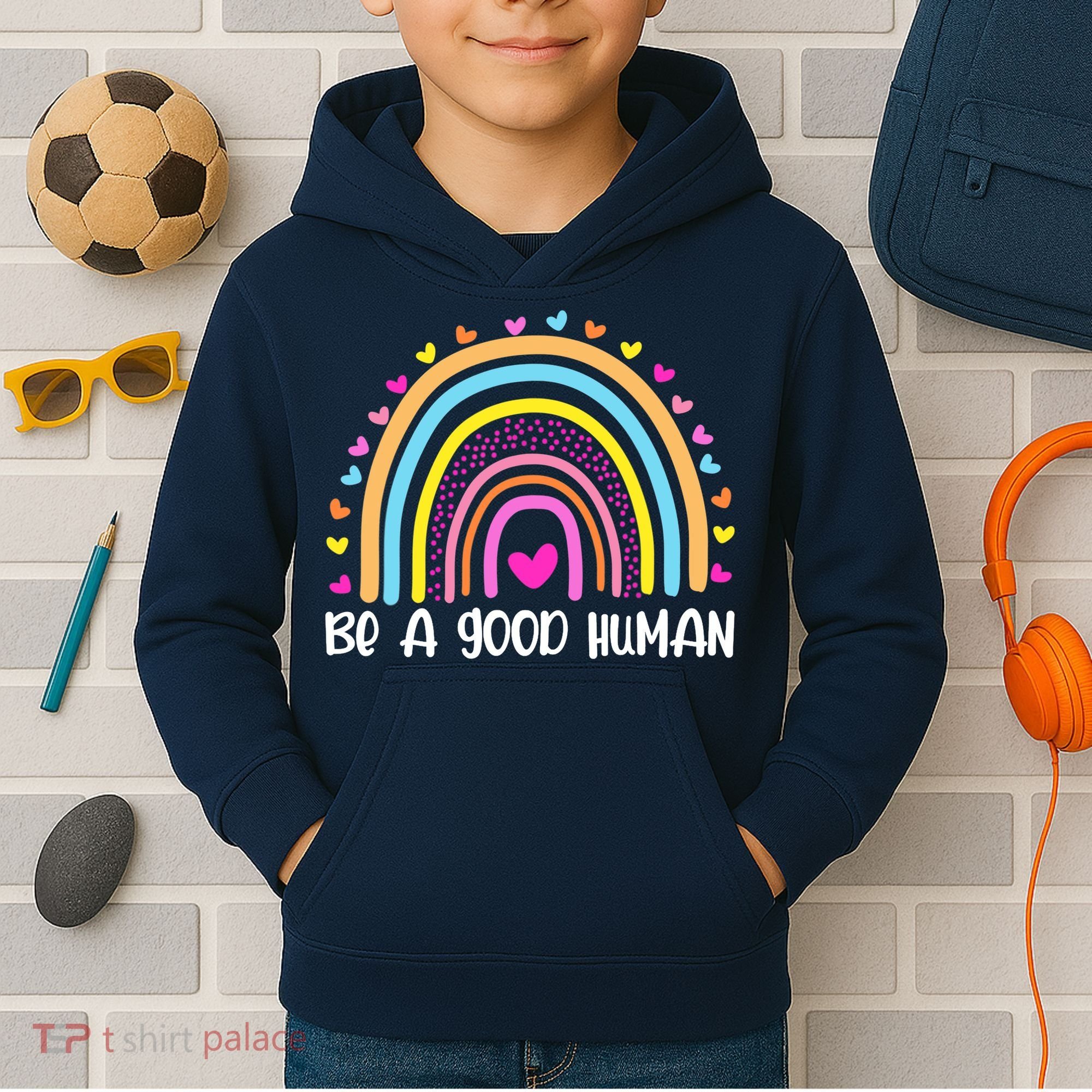 Retro Be A Good Human Saying Kindness Quote Positive Message Kids Hoodie