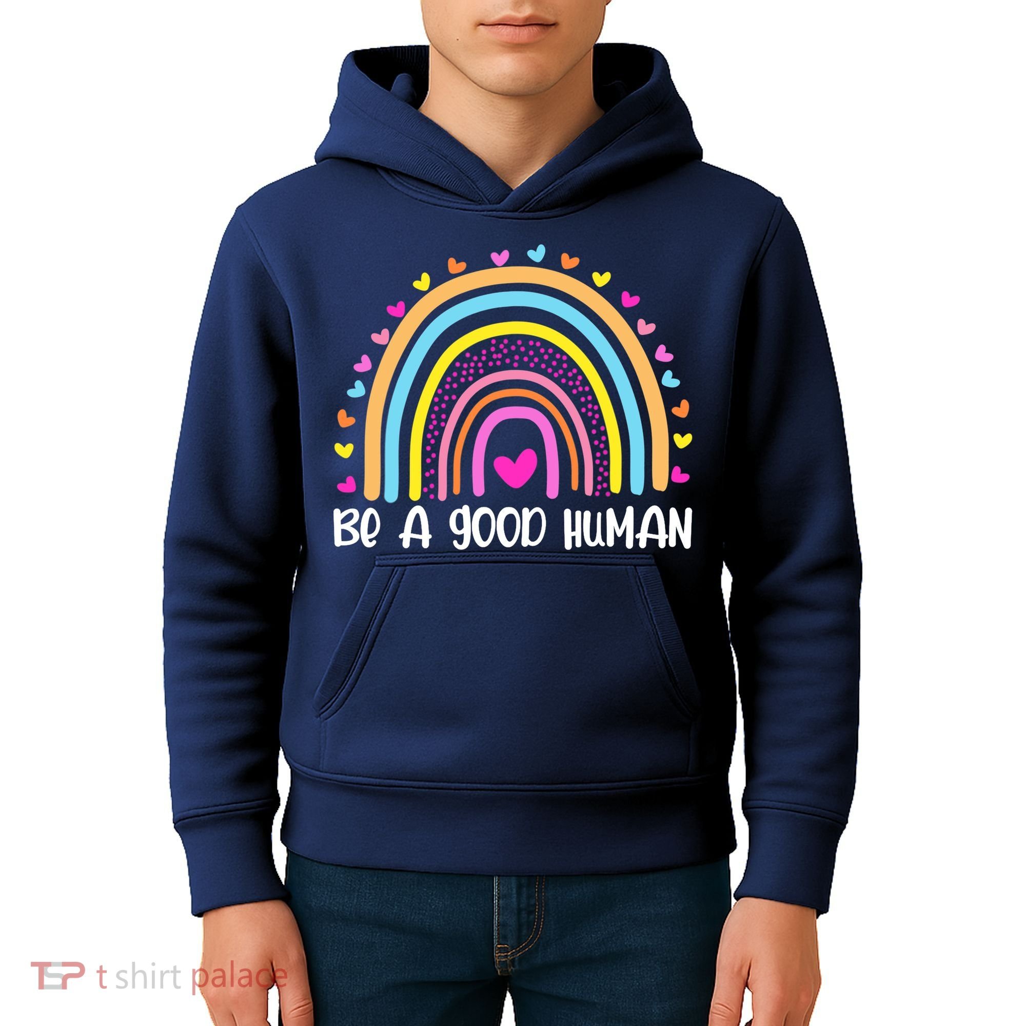 Retro Be A Good Human Saying Kindness Quote Positive Message Kids Hoodie