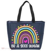 Retro Be A Good Human Saying Kindness Quote Positive Message Tote Bag thumb 0