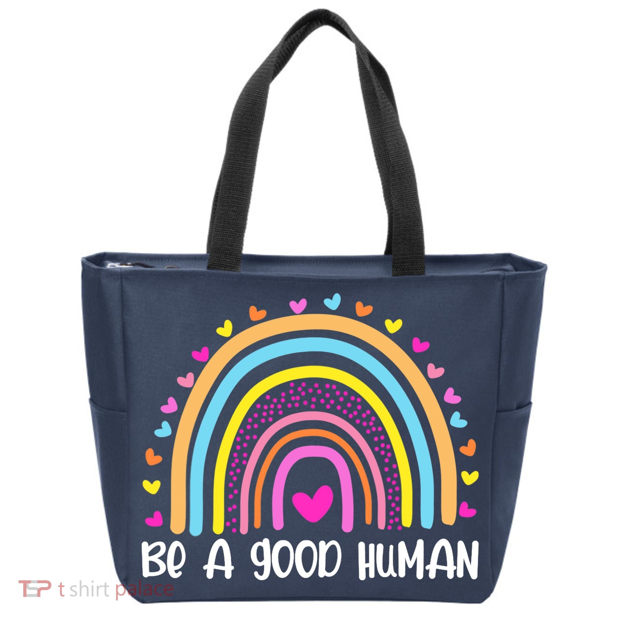 Retro Be A Good Human Saying Kindness Quote Positive Message Tote Bag