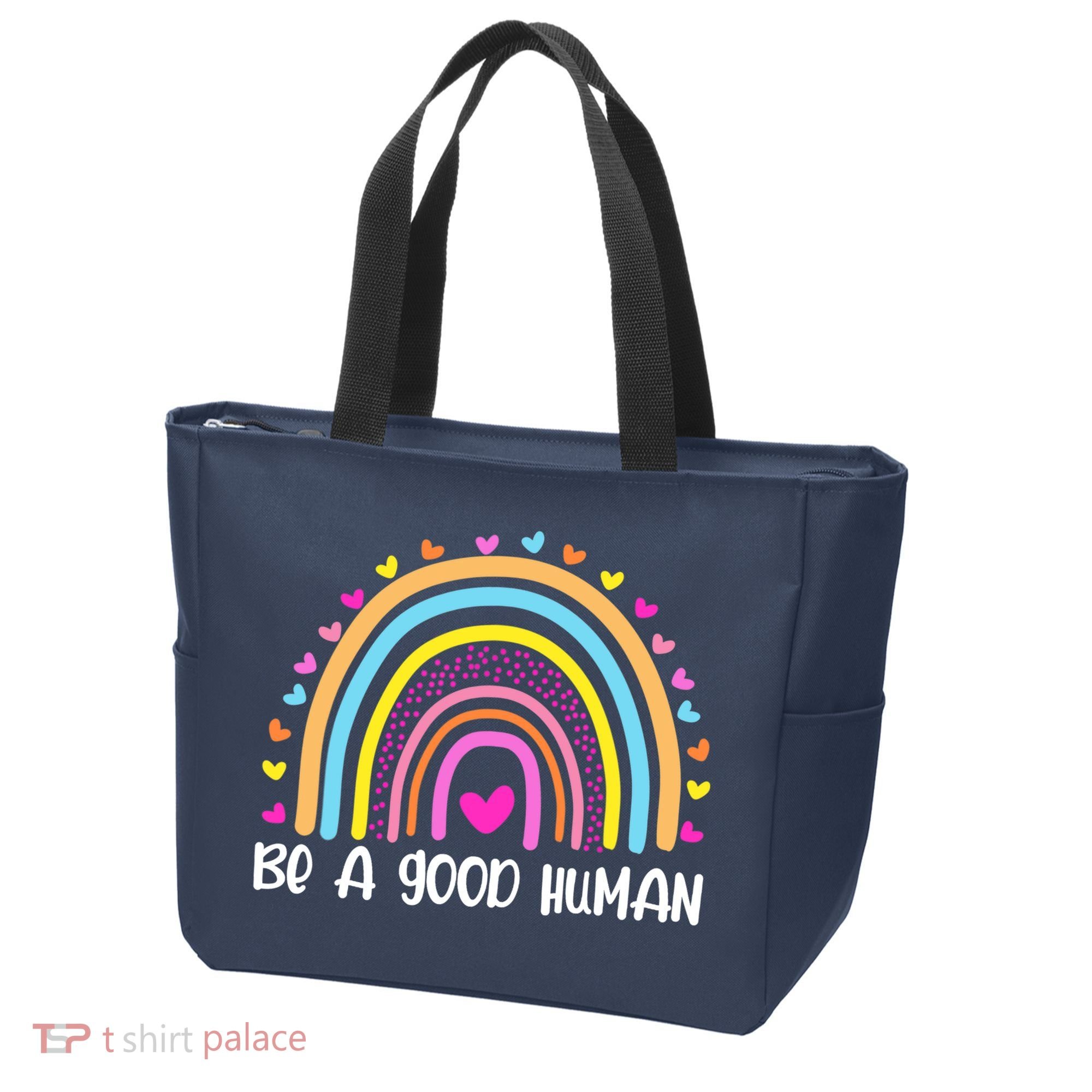 Retro Be A Good Human Saying Kindness Quote Positive Message Tote Bag