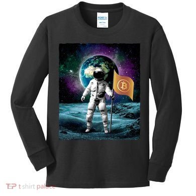 Retro Bitcoin Astronaut Kids Long Sleeve Shirt