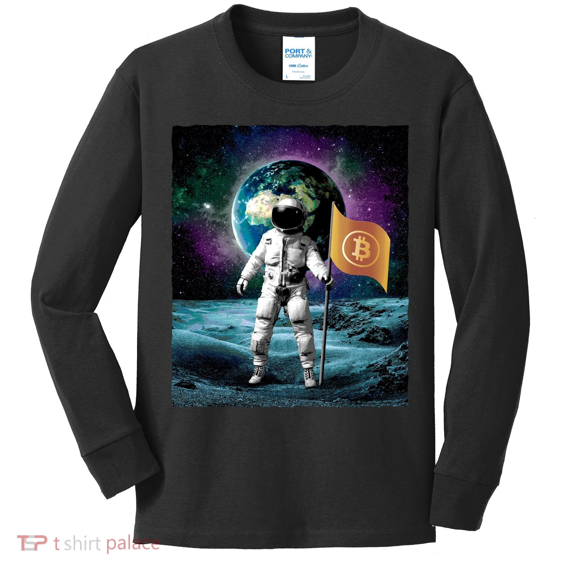 Retro Bitcoin Astronaut Kids Long Sleeve Shirt