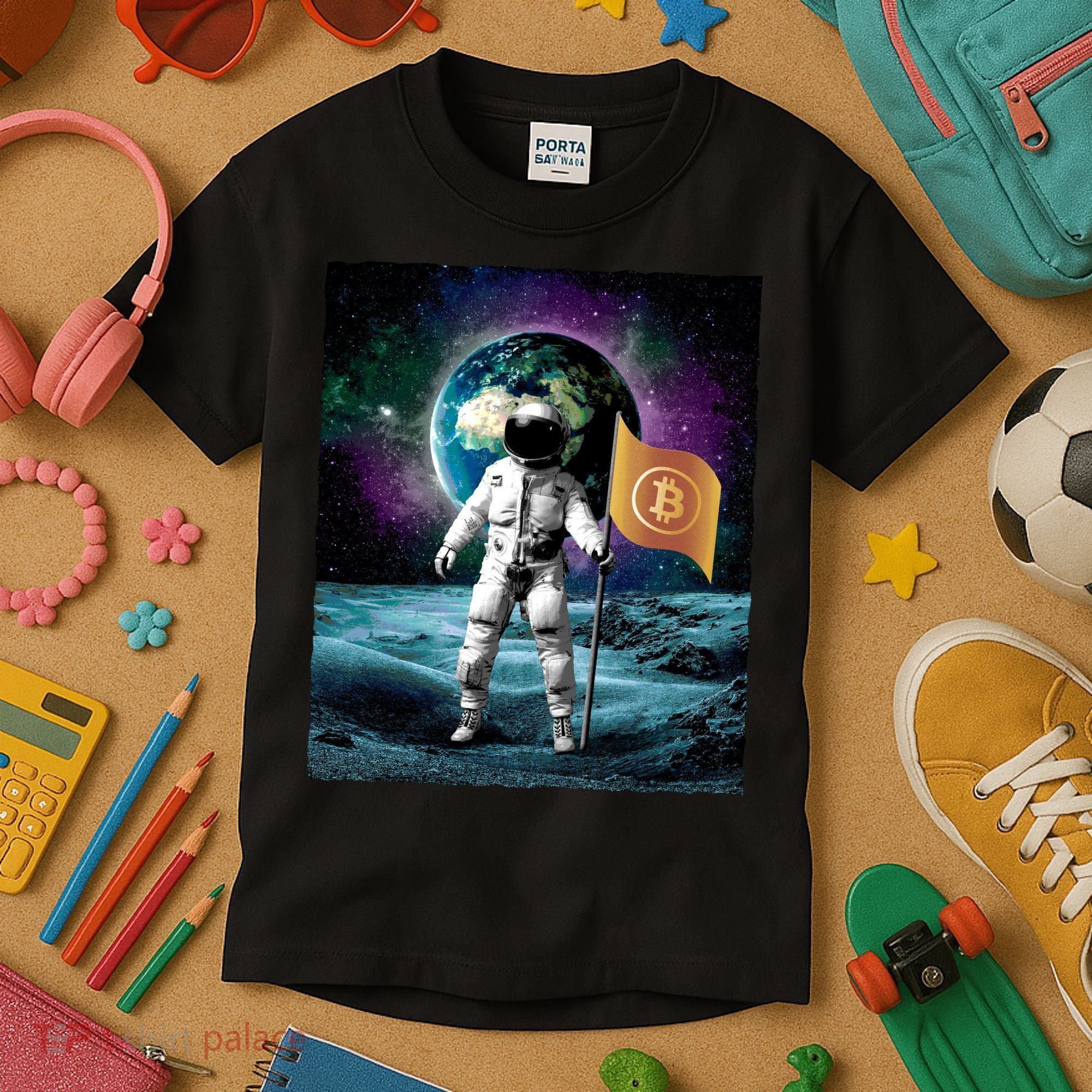 Retro Bitcoin Astronaut Kids T-Shirt