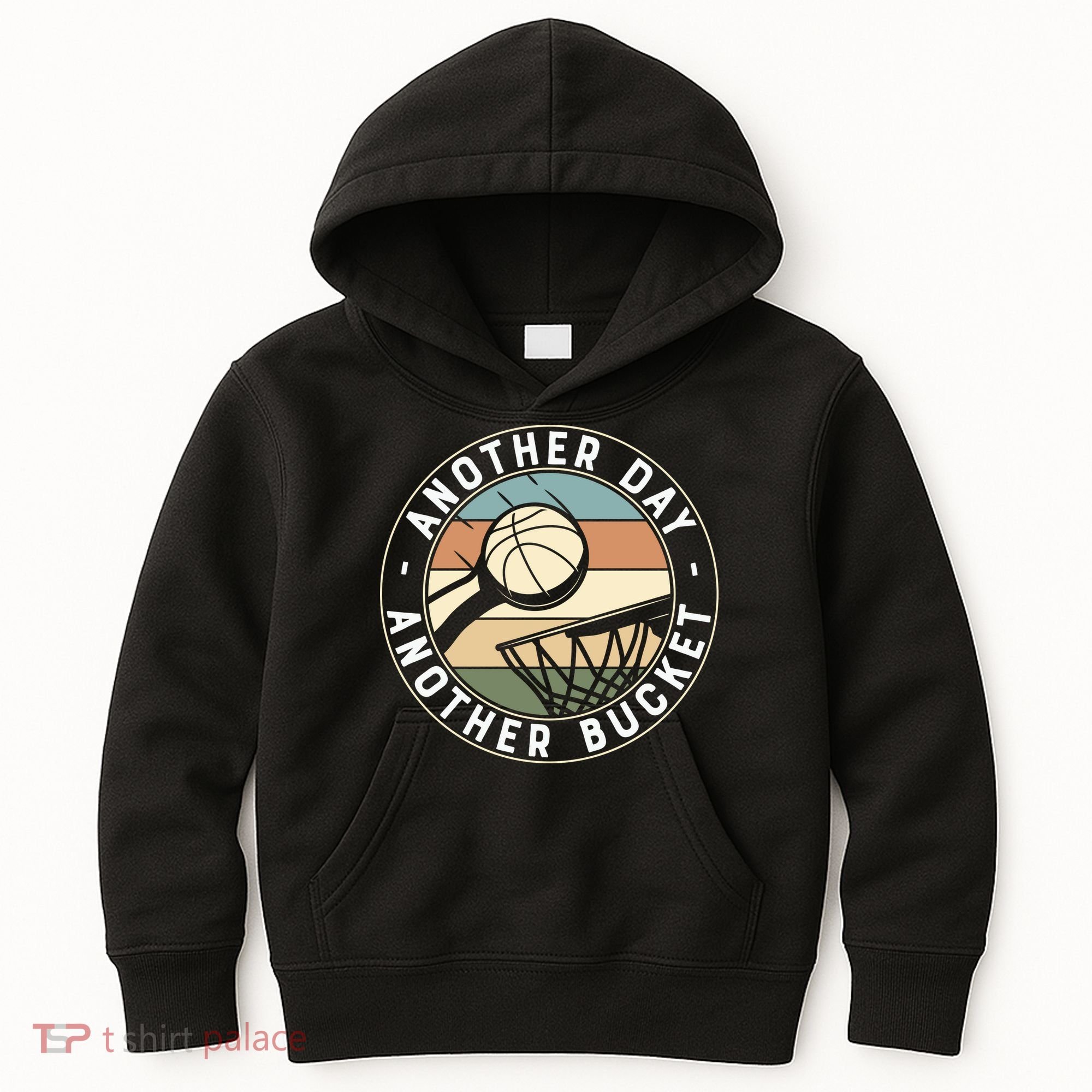 Retro Basketball Another Day Another Bucket Baller Kids Hoodie