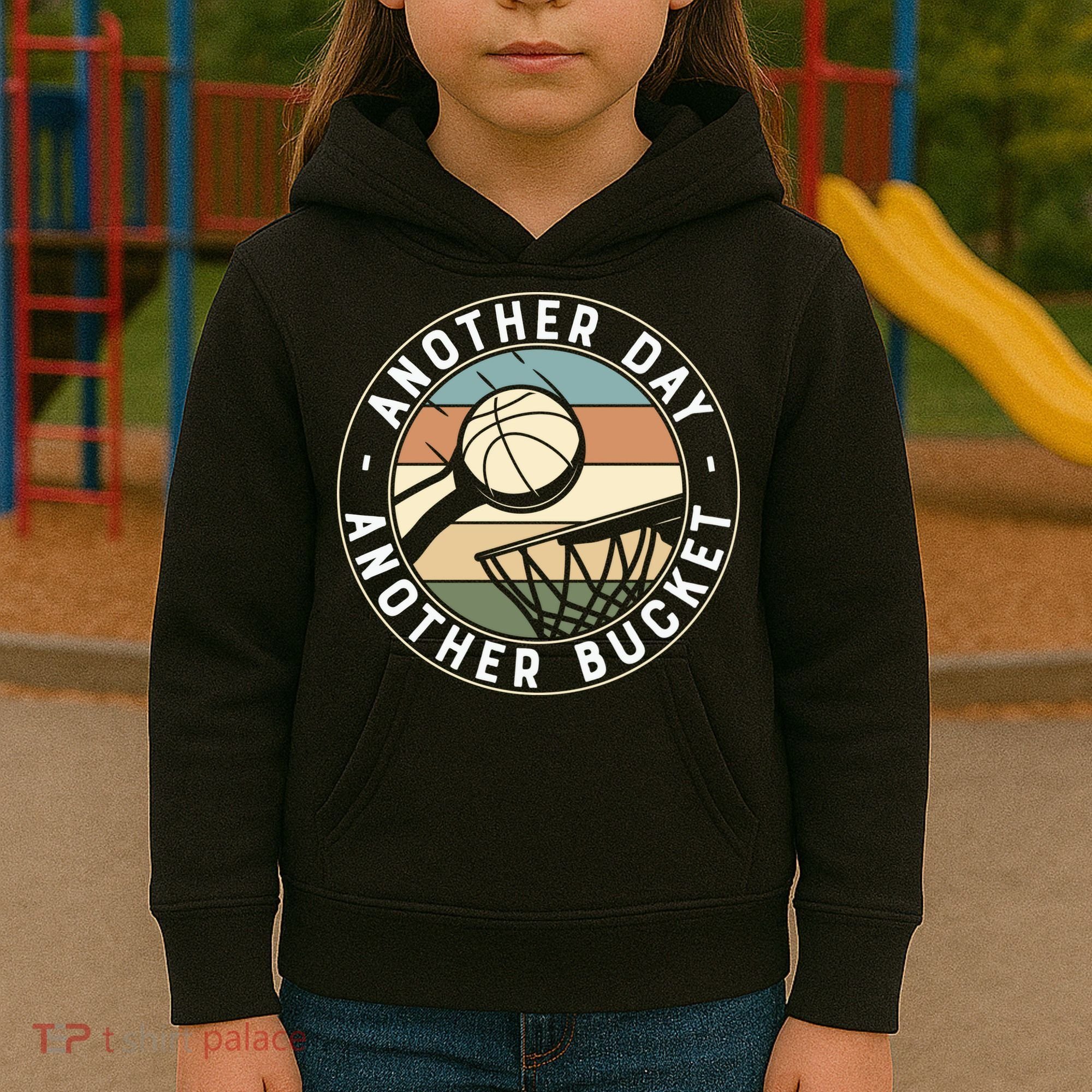 Retro Basketball Another Day Another Bucket Baller Kids Hoodie