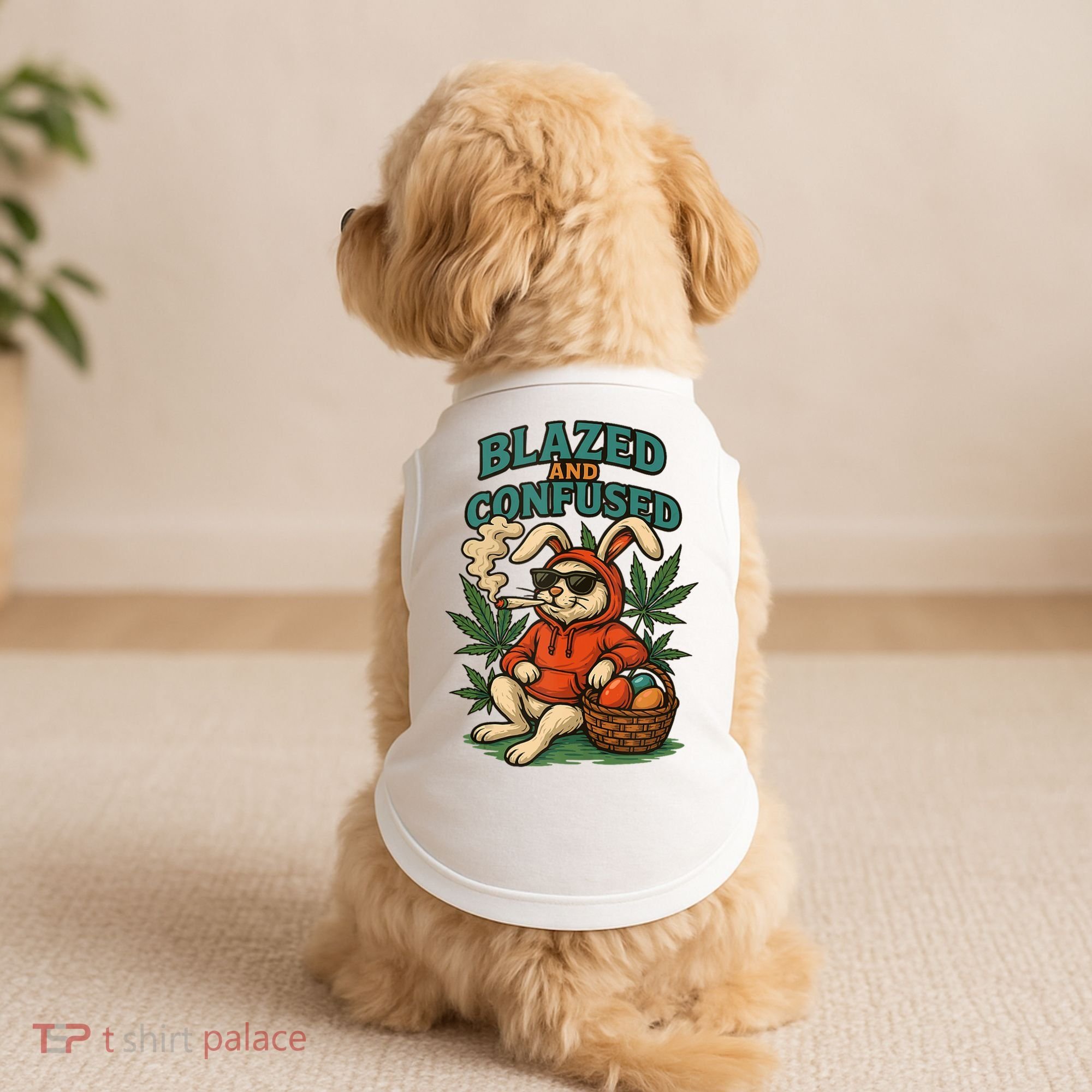  Rabbit Blazed And Confused Cool Bunny Easter Day 420 Tank Top Doggie Tank