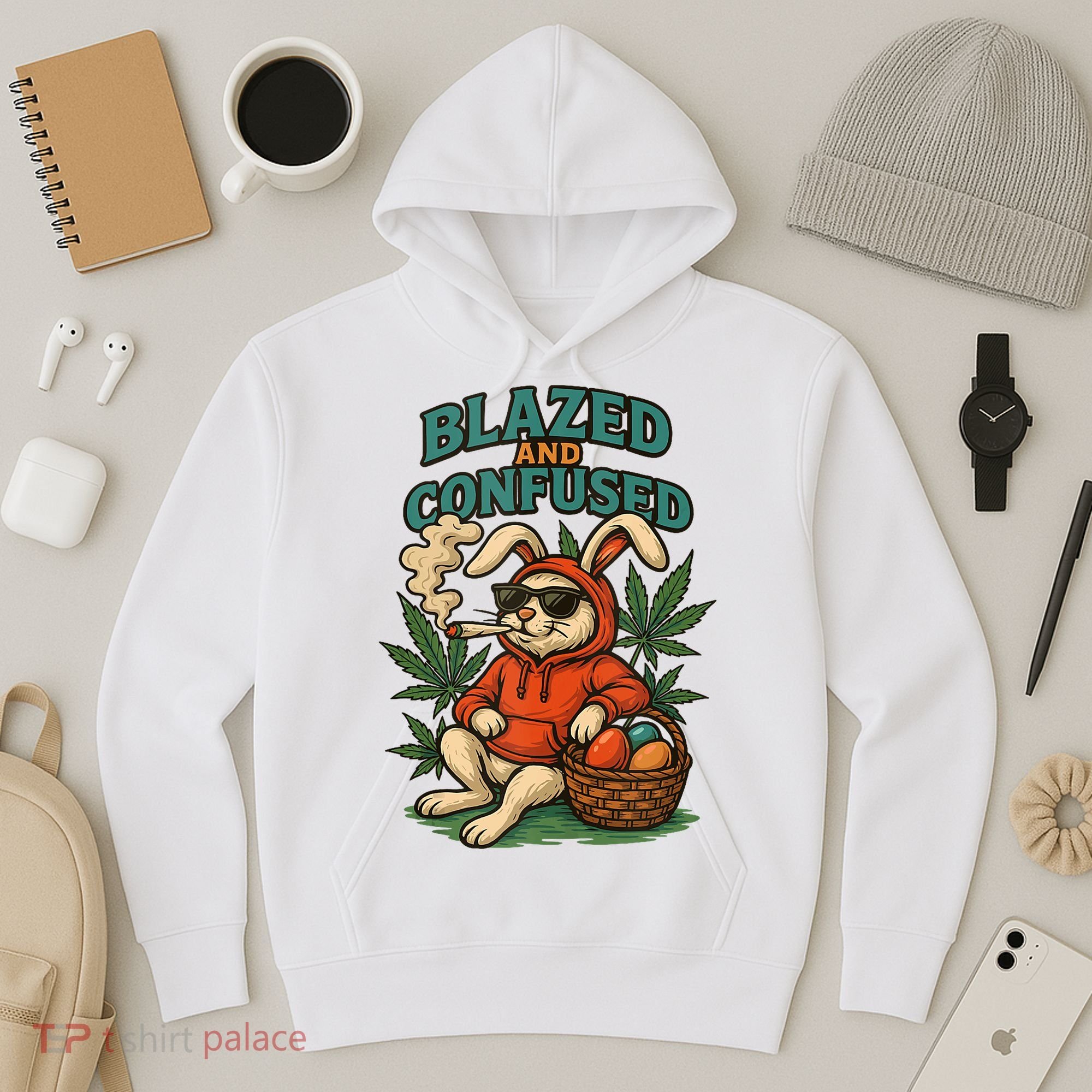  Rabbit Blazed And Confused Cool Bunny Easter Day 420 Tank Top Hoodie