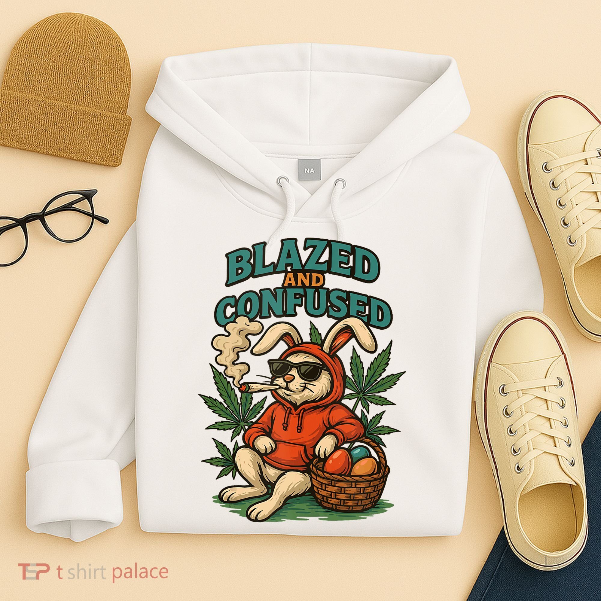  Rabbit Blazed And Confused Cool Bunny Easter Day 420 Tank Top Hoodie