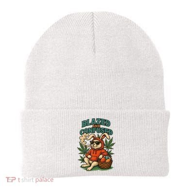  Rabbit Blazed And Confused Cool Bunny Easter Day 420 Tank Top Beanie