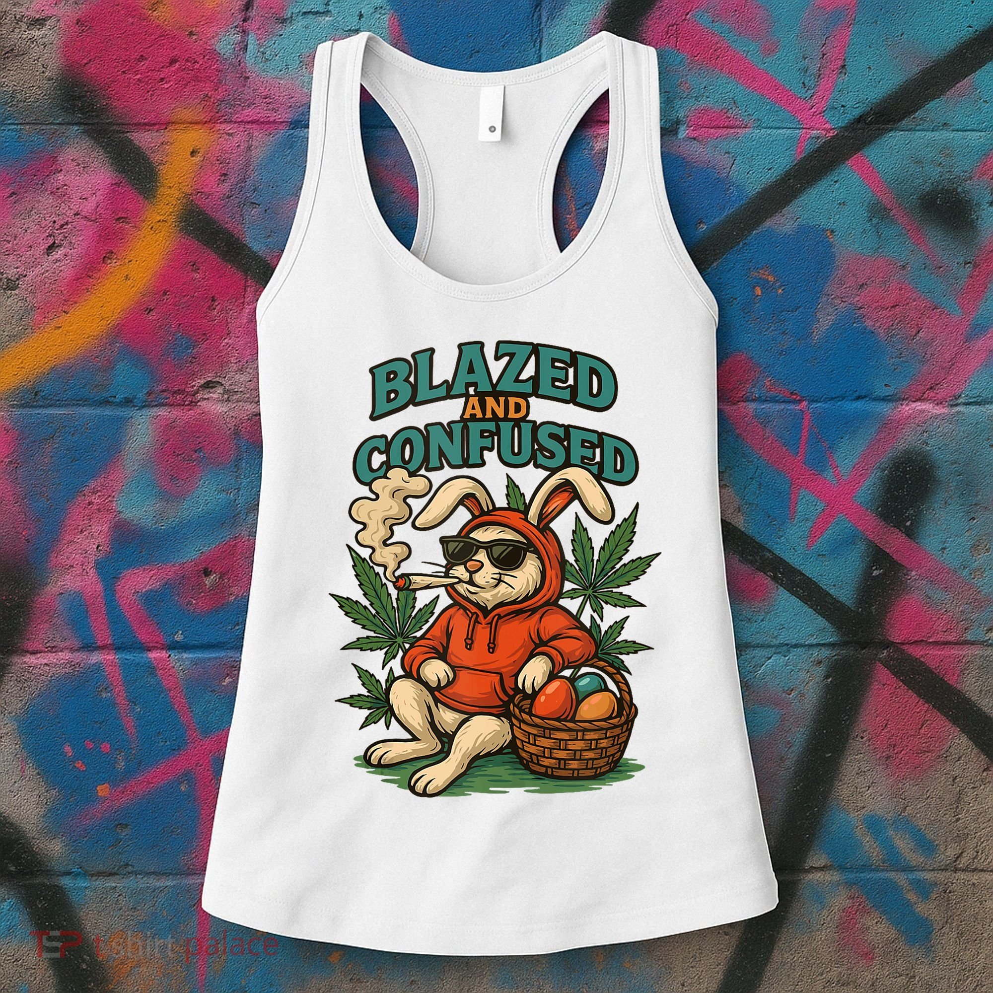  Rabbit Blazed And Confused Cool Bunny Easter Day 420 Tank Top Women's Tank Top