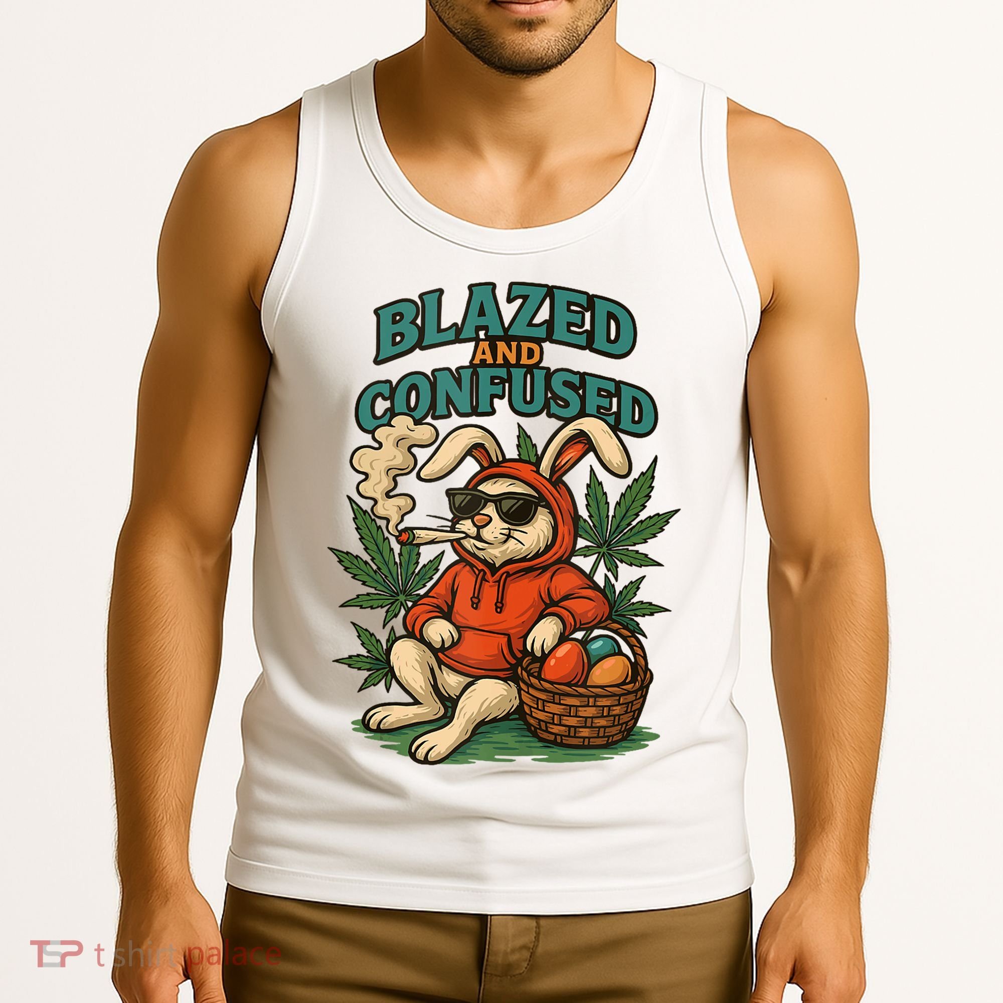  Rabbit Blazed And Confused Cool Bunny Easter Day 420 Tank Top Tank Top