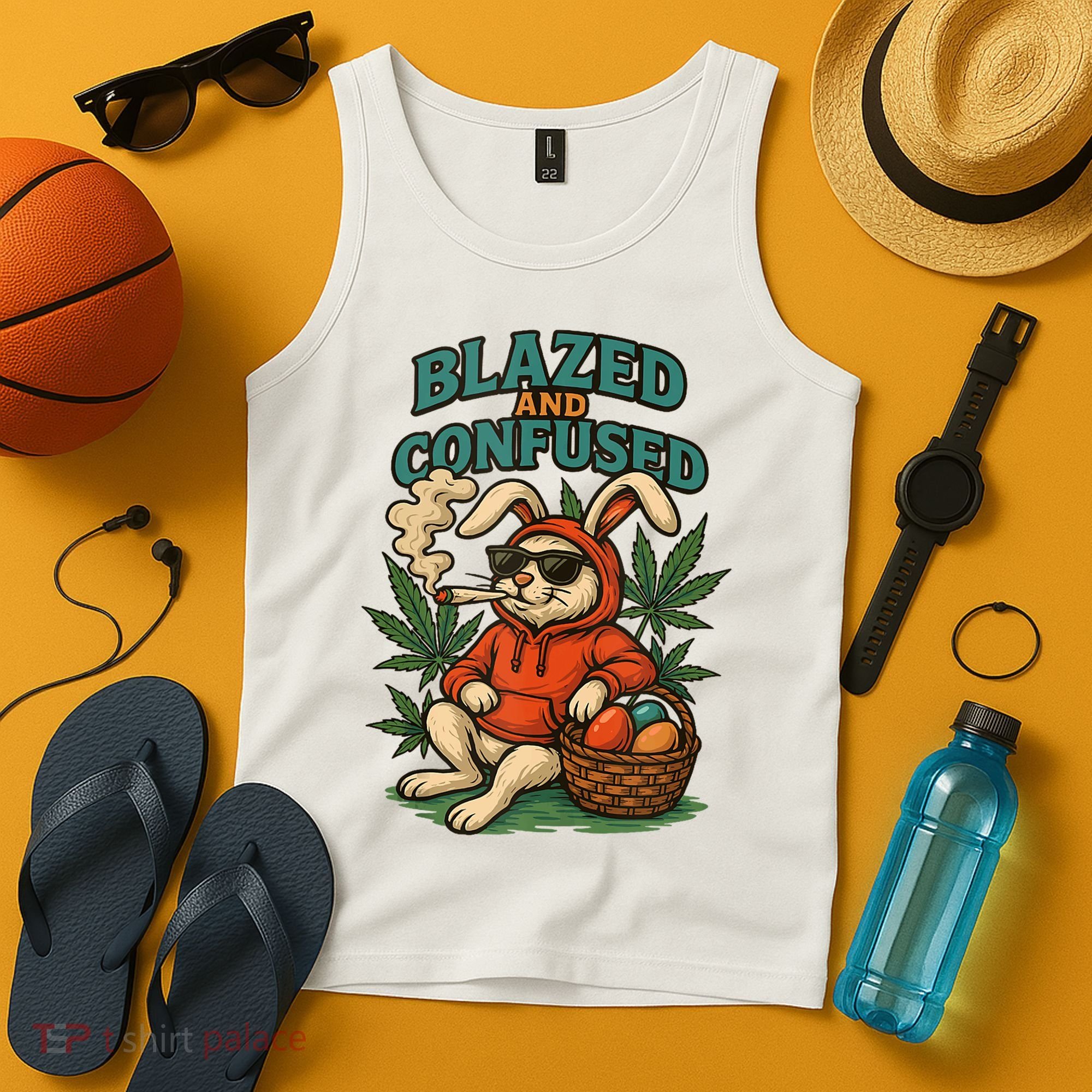  Rabbit Blazed And Confused Cool Bunny Easter Day 420 Tank Top Tank Top