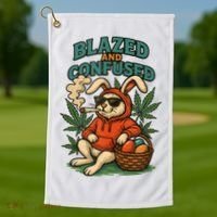  Rabbit Blazed And Confused Cool Bunny Easter Day 420 Tank Top Golf Towel thumb 1