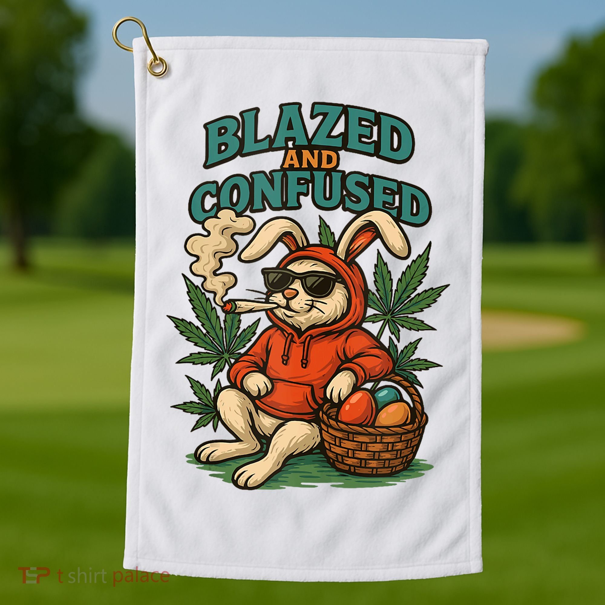  Rabbit Blazed And Confused Cool Bunny Easter Day 420 Tank Top Golf Towel